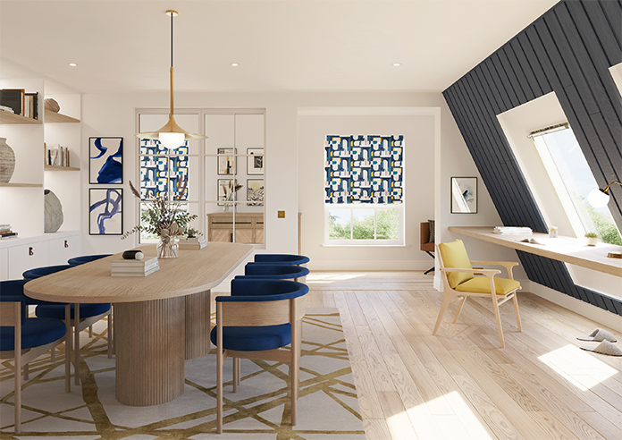 Archways, Navy - Twist&Fit Roman Blind - Image 9